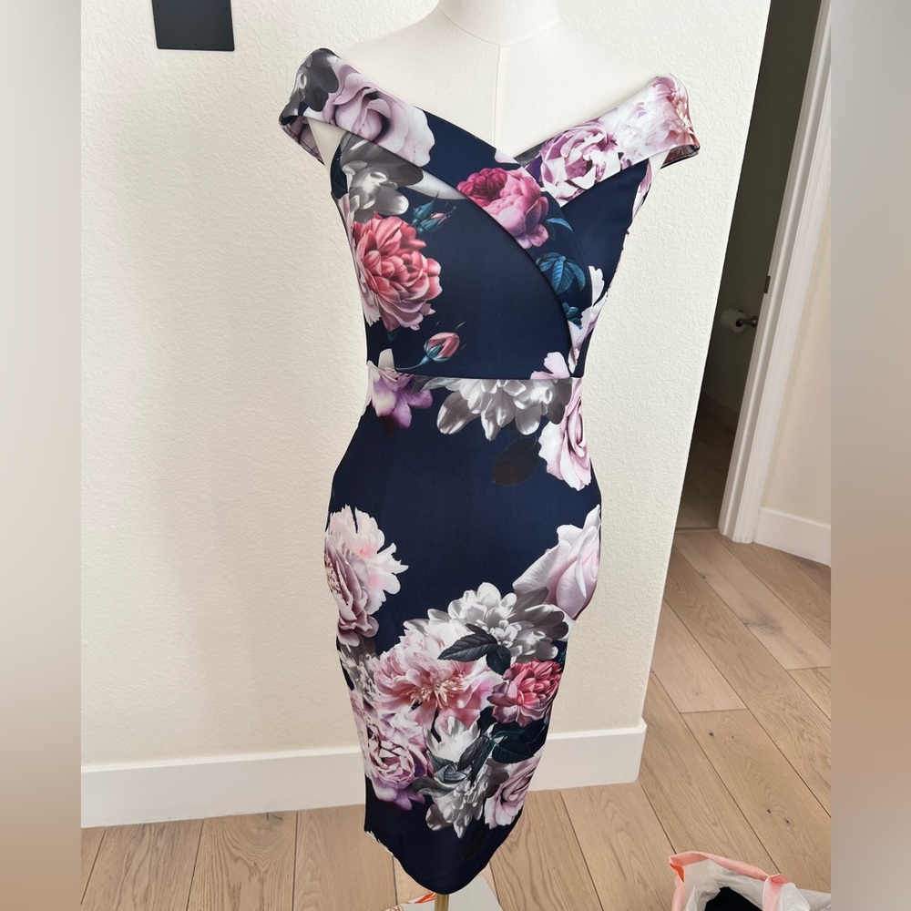 Lipsy Blue and Pink Midi Dress
